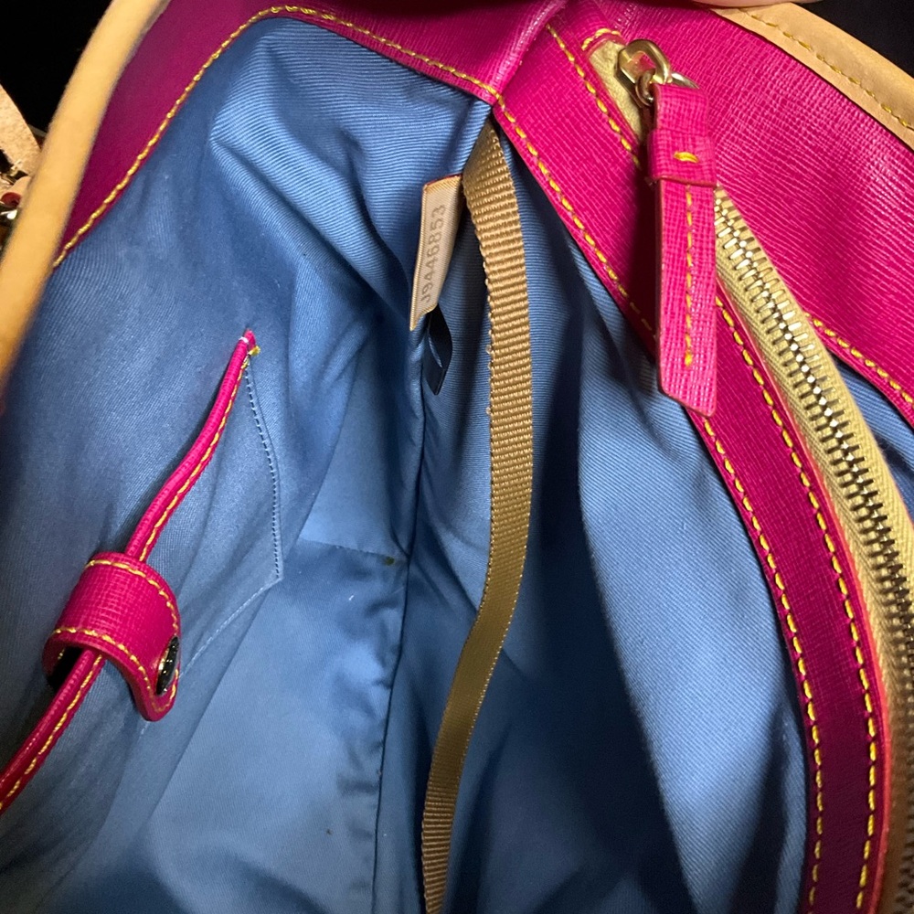 Dooney & Bourke Aqua and Tan Tote Bag - Picture 7 of 12